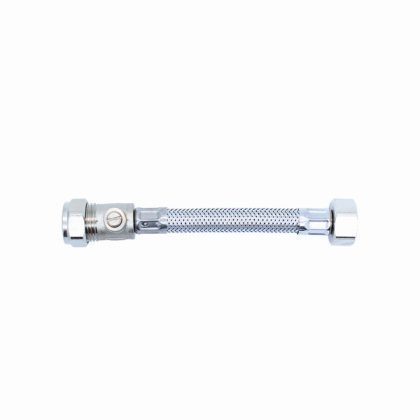 Flexible Tap Connector & Iso Valve 15mm x 1/2" x 150mm